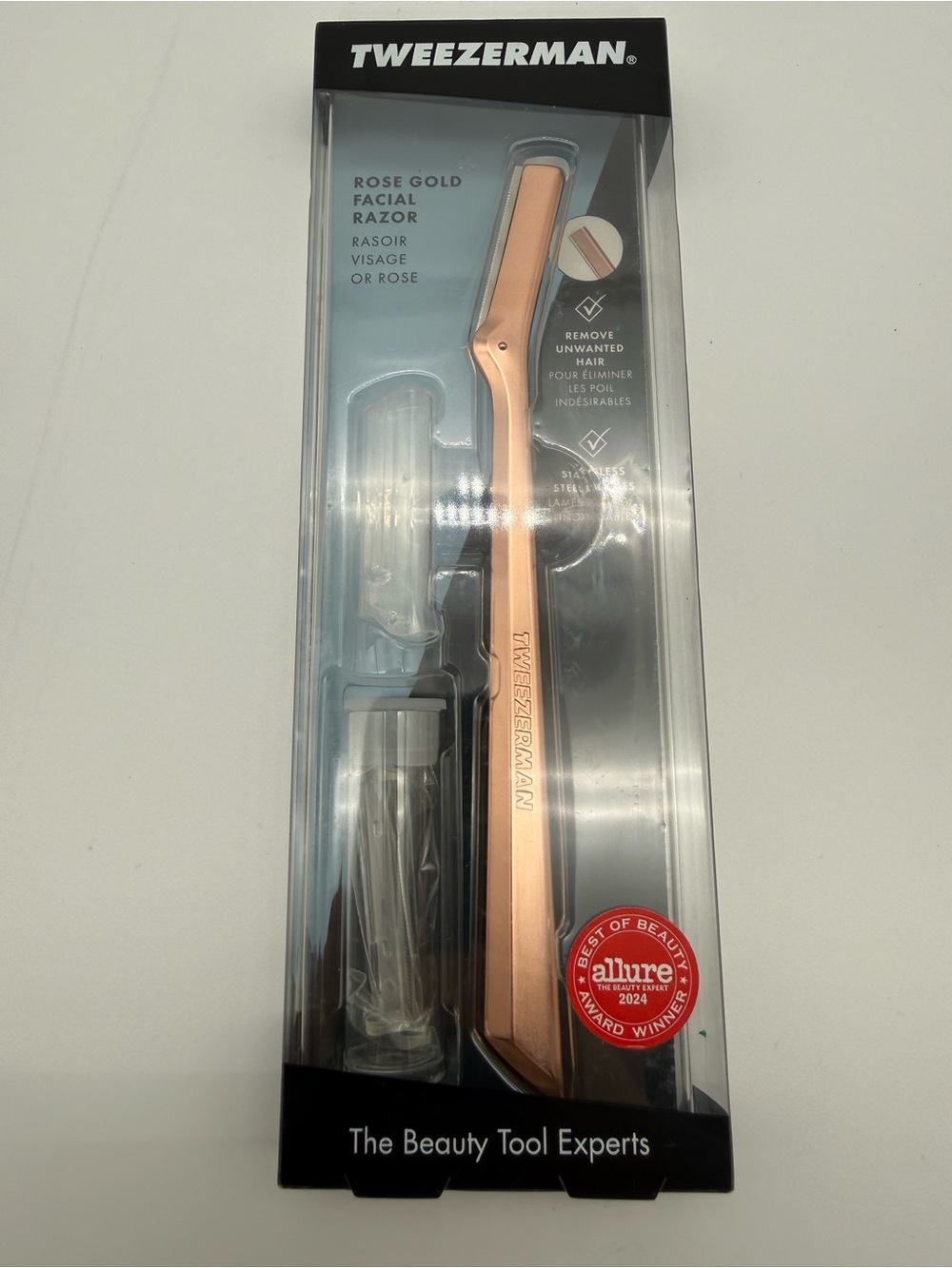 Tweezerman Rose Gold Facial Razor – Precision Skin Tool